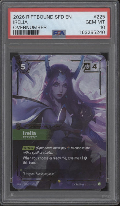Irelia Riftbound Spiritforged Overnumber #225 PSA 10