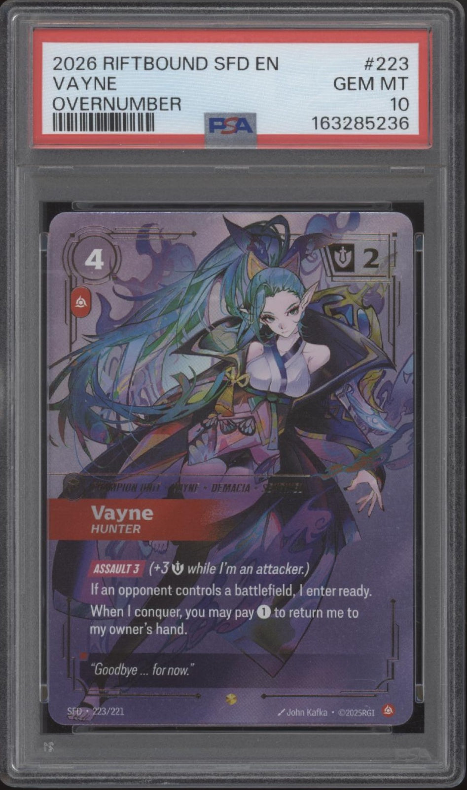 Vayne Riftbound Spiritforged Overnumber #223 PSA 10