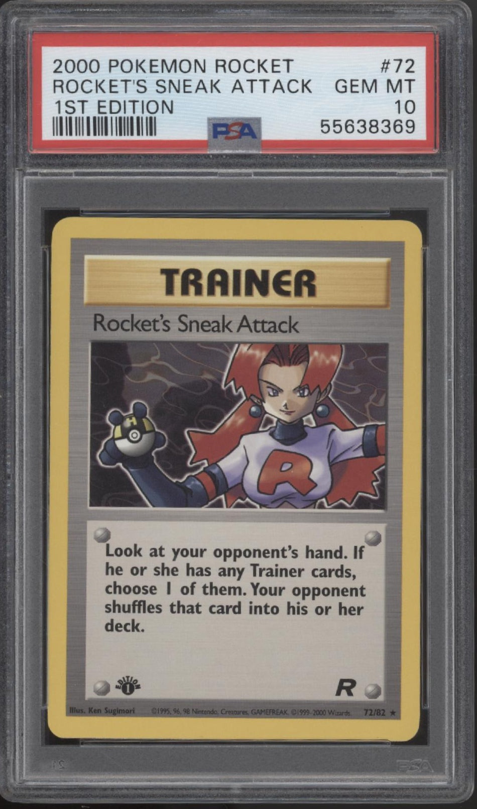 Rocket's Sneak Attack Pokemon Team Rocket 1st Edition #72 PSA 10