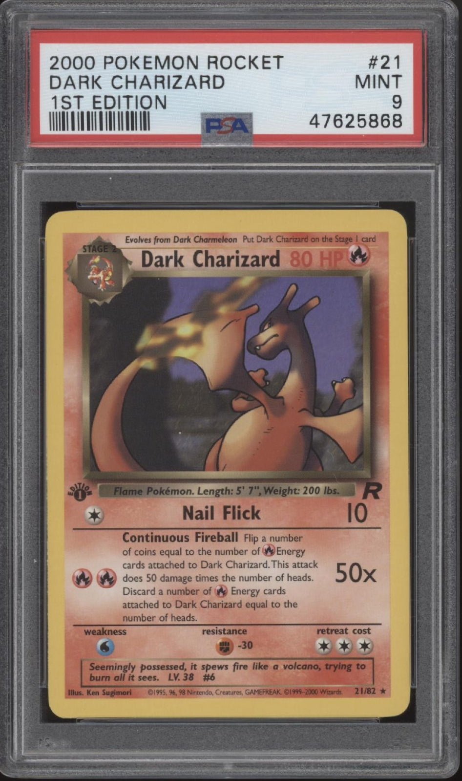 Dark Charizard Pokemon Team Rocket 1st Edition #21 PSA 9
