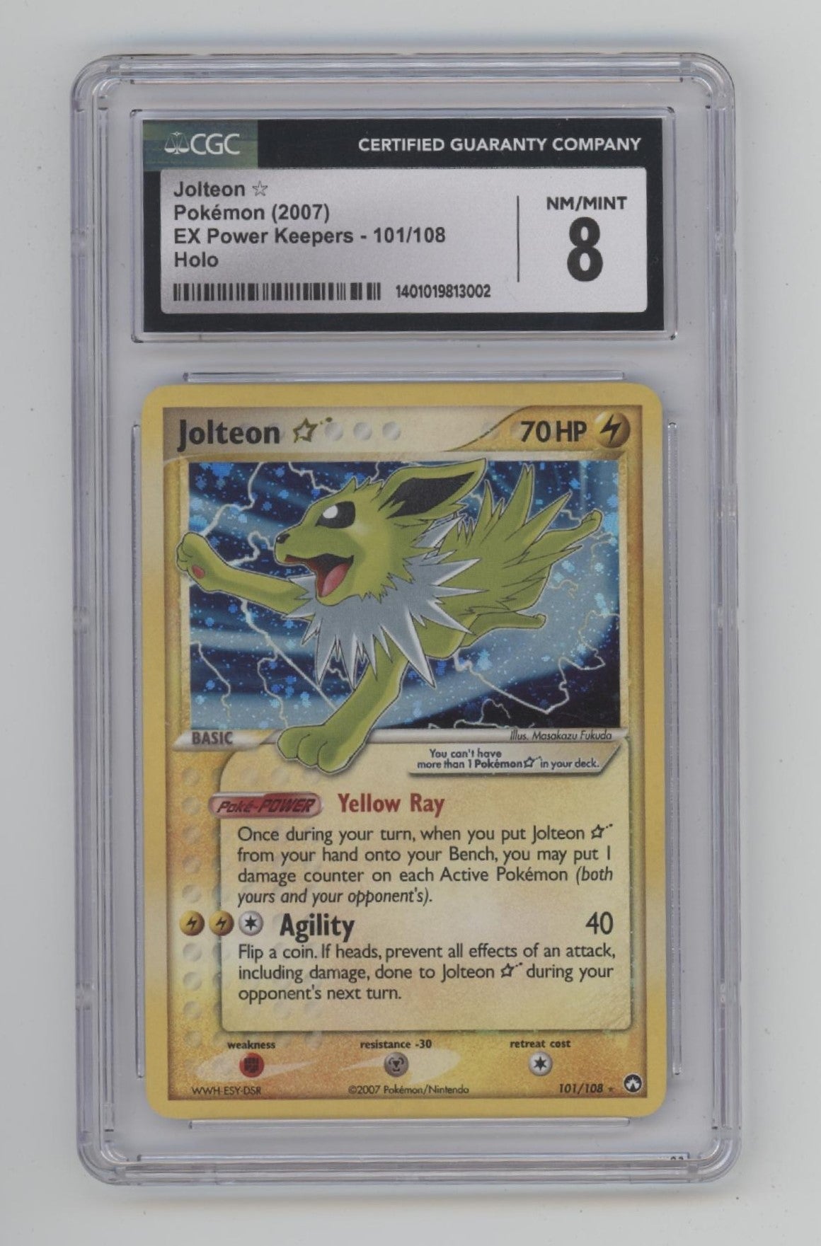 Jolteon Gold Star Pokemon EX Power Keepers Holo #101 CGC 8