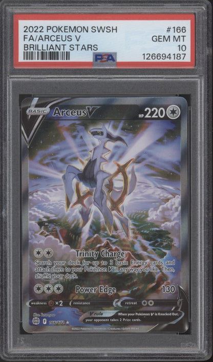 Arceus V Pokemon Brilliant Stars Full Art #166 PSA 10