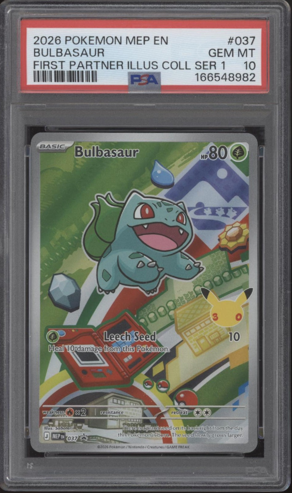 Bulbasaur Pokemon First Partner Illustration Collection Series 1 #037 PSA 10