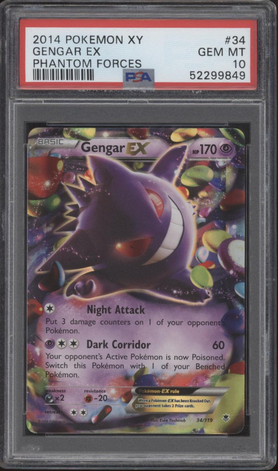Gengar ex Pokemon Phantom Forces #34 PSA 10