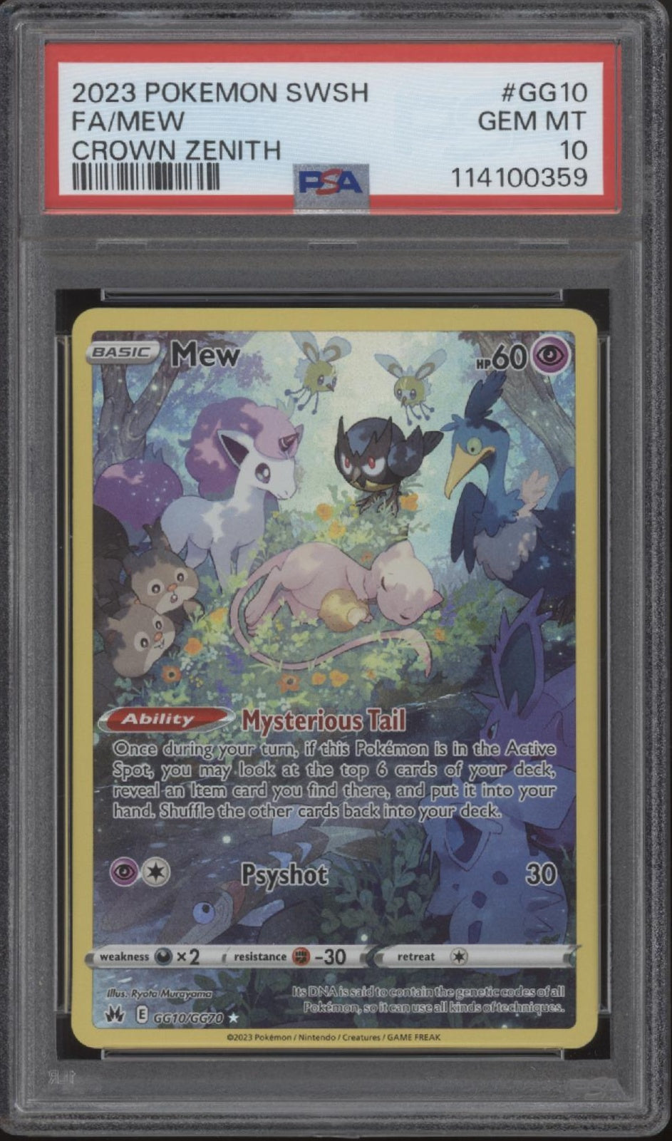 Mew Pokemon Crown Zenith Full Art #GG10 PSA 10