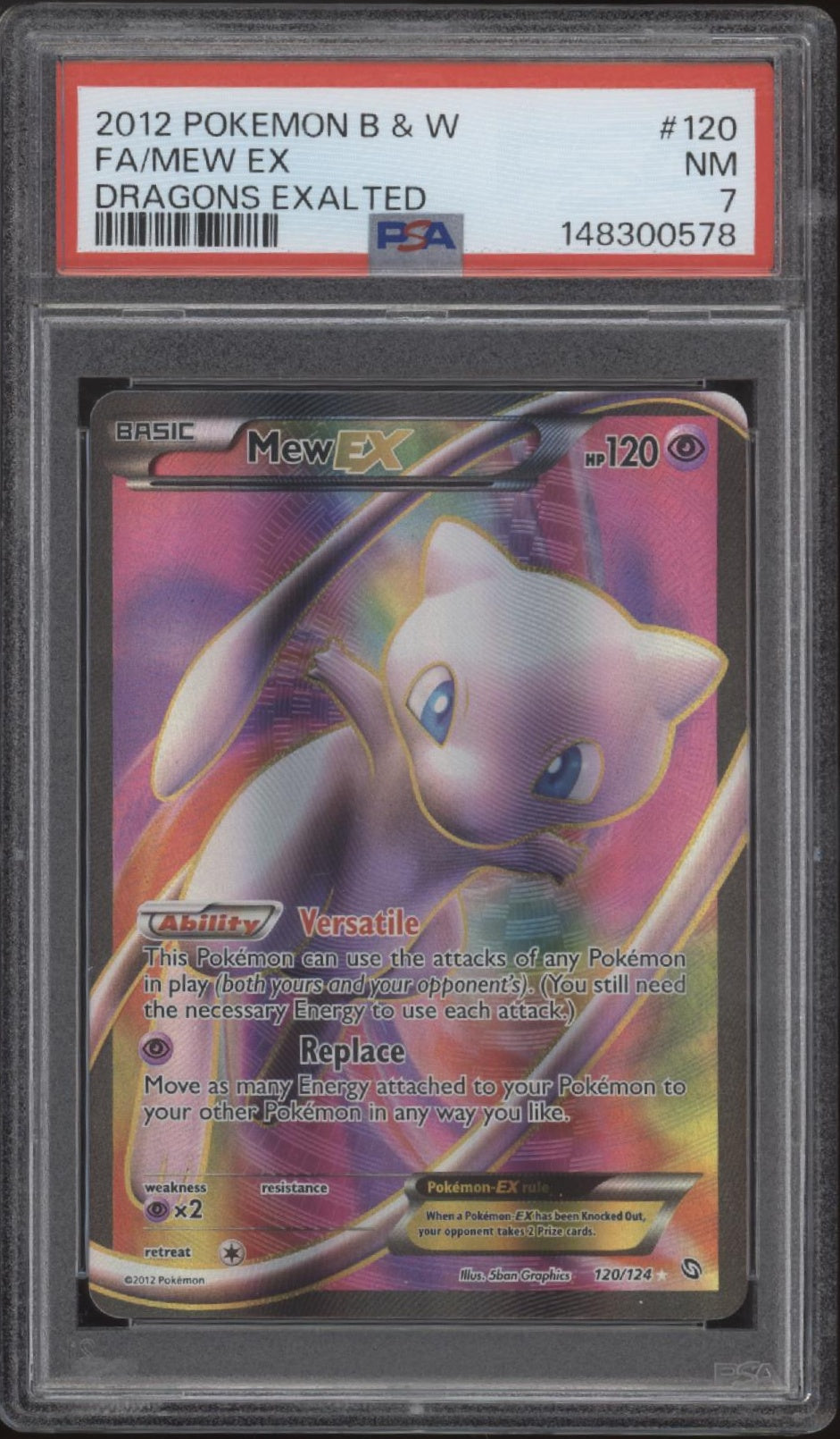 Mew ex Pokemon Dragons Exalted Full Art #120 PSA 7