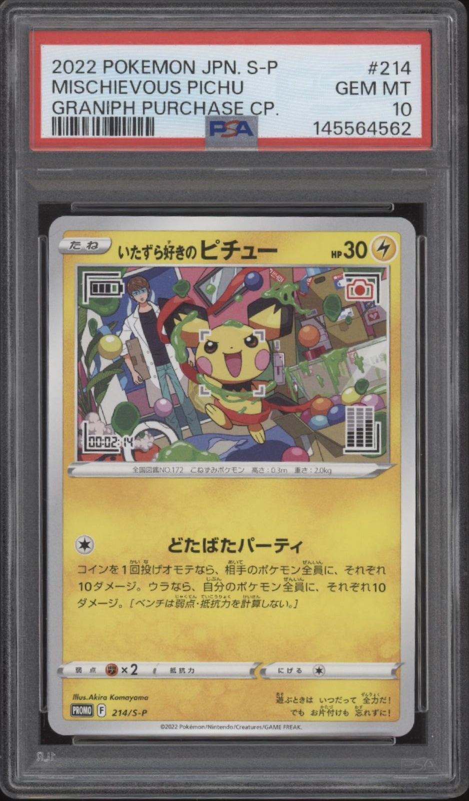 Mischievous Pichu Pokemon Graniph Purchase Campaign Japanese #214 PSA 10