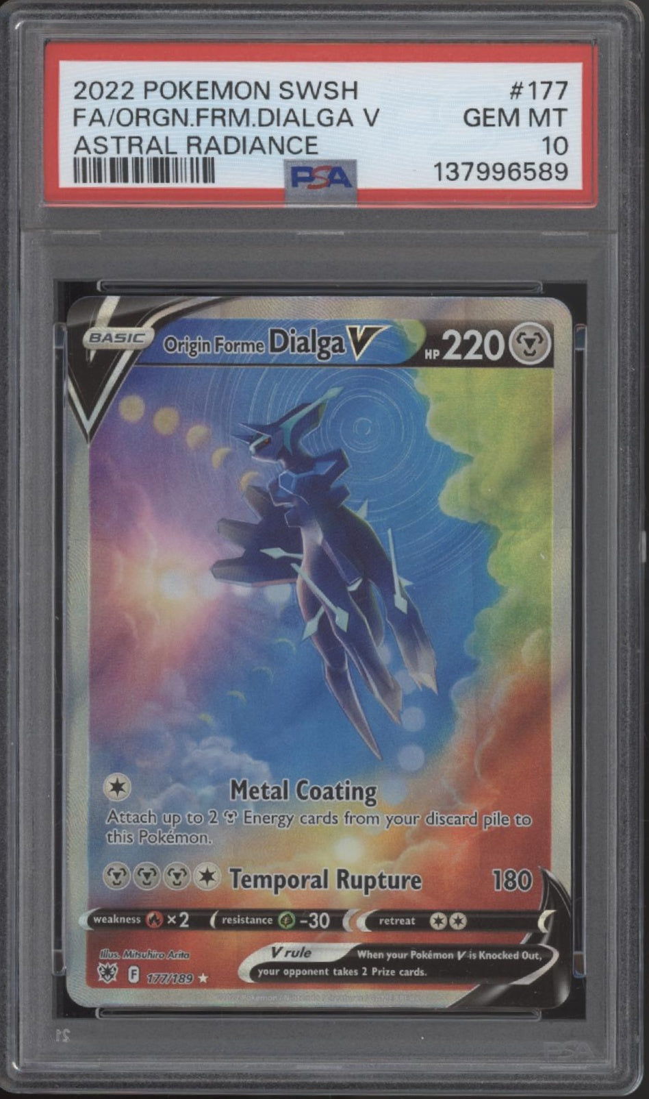 Origin Forme Dialga V Pokemon Astral Radiance Full Art #177 PSA 10