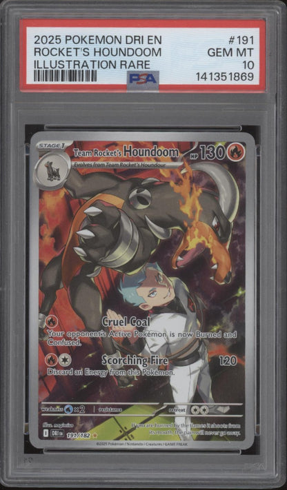 Team Rocket's Houndoom Pokemon Destined Rivals Illustration Rare #191 PSA 10