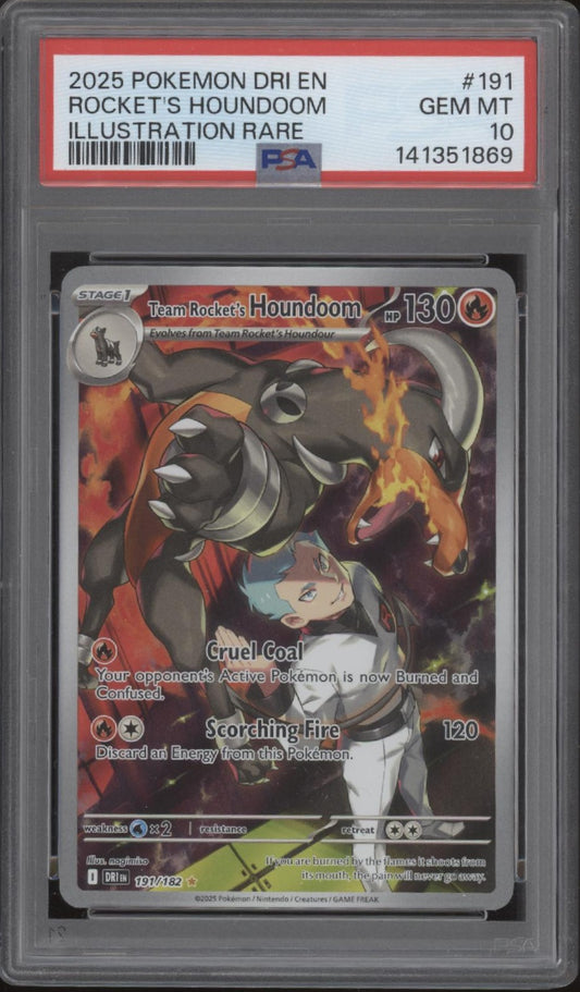 Team Rocket's Houndoom Pokemon Destined Rivals Illustration Rare #191 PSA 10