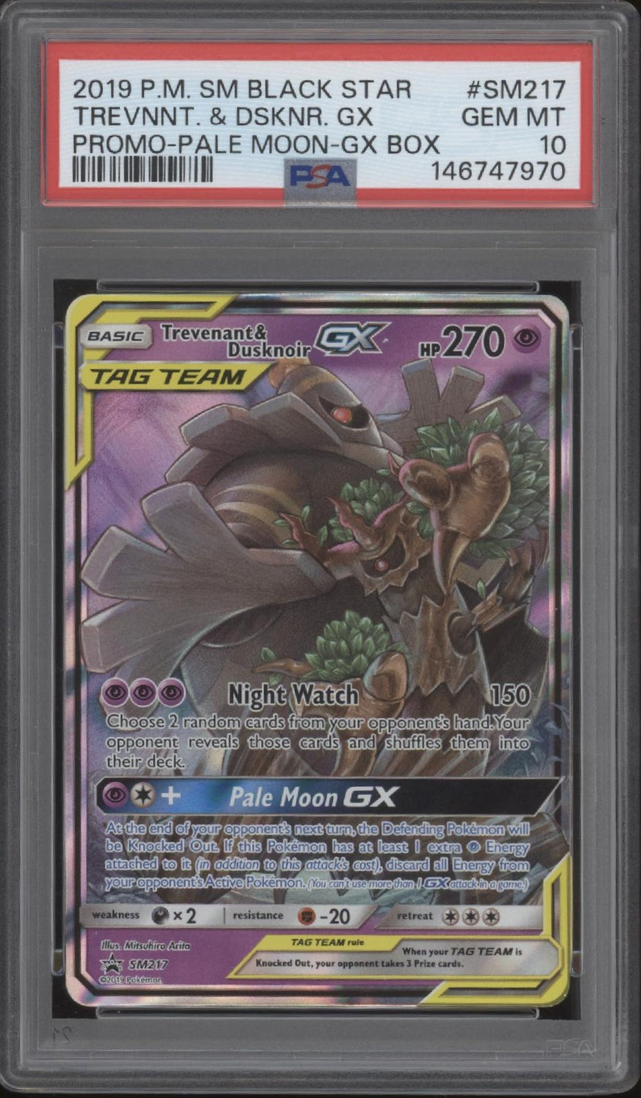 Trevenant & Dusknoir GX Pokemon Pale Moon GX Box Promo #SM217 PSA 10 #2