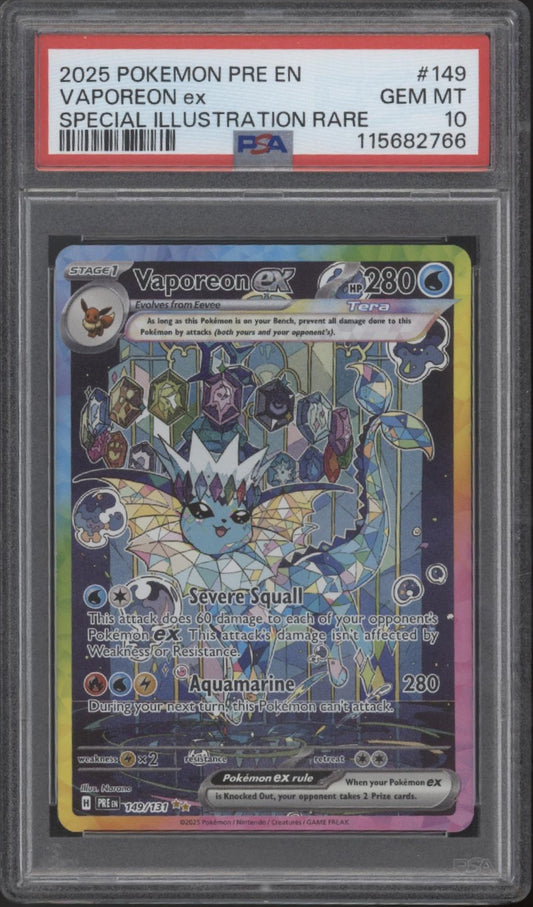 Vaporeon ex Pokemon Prismatic Evolutions Special Illustration Rare #149 PSA 10