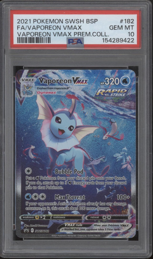 Vaporeon VMAX Pokemon Premium Collection Full Art #182 PSA 10