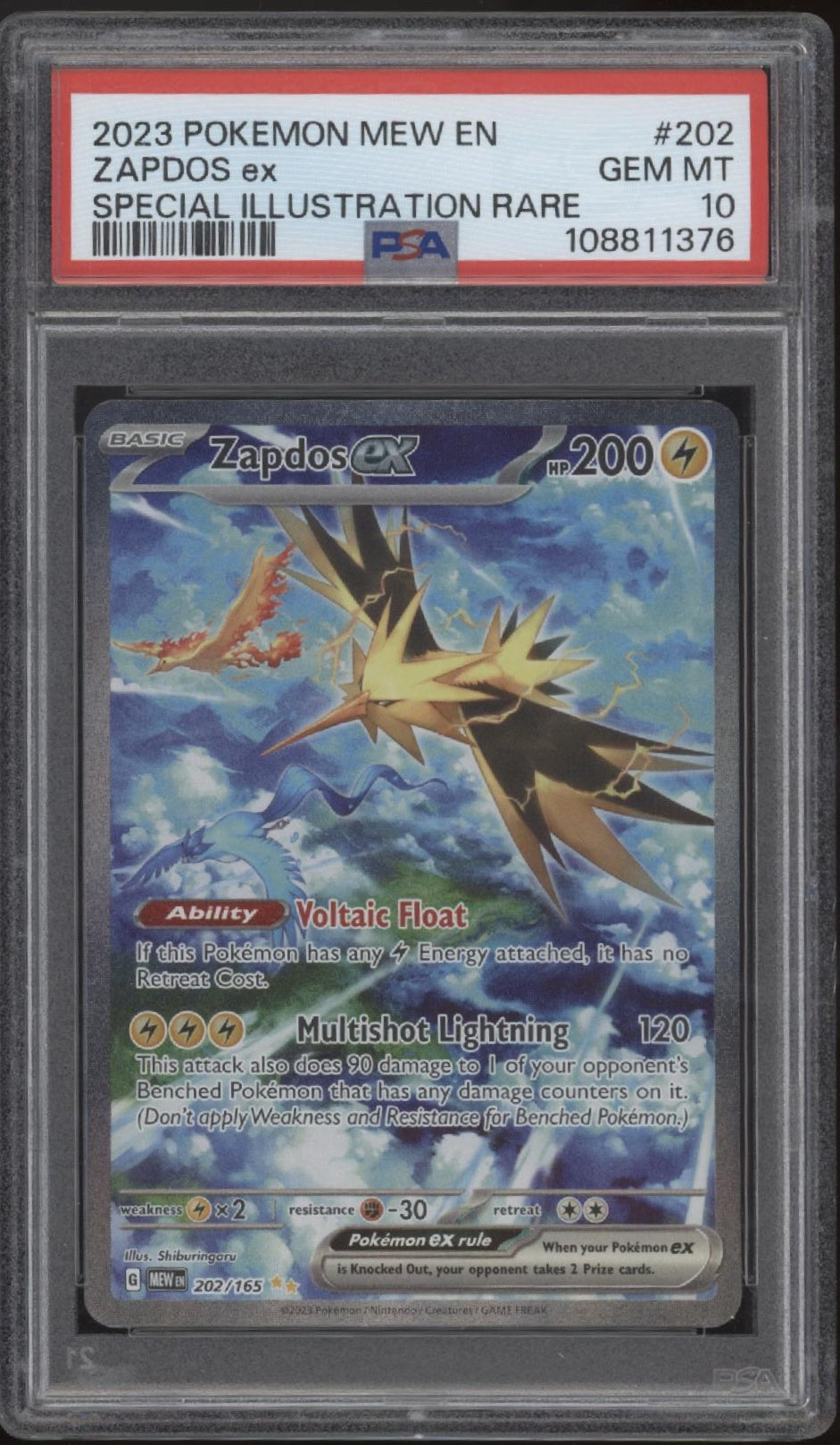 Zapdos ex Pokemon 151 Special Illustration Rare #202 PSA 10