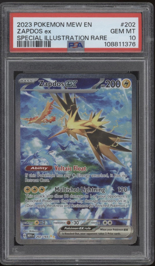 Zapdos ex Pokemon 151 Special Illustration Rare #202 PSA 10