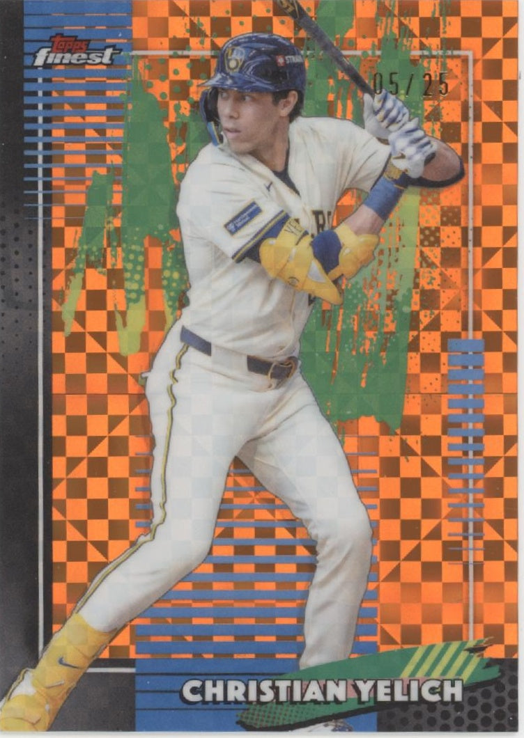Christian Yelich 2026 Topps Finest Orange X-Fractor Refractor 05/25 #49