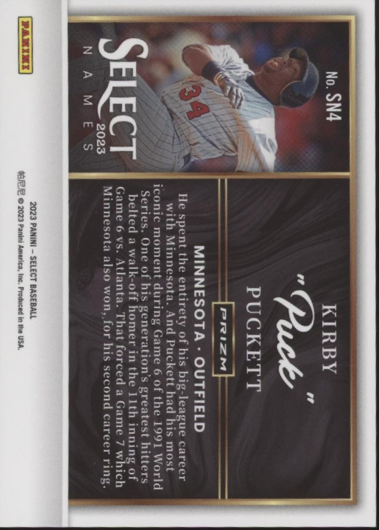 Kirby Puckett 2023 Panini Select "Puck" Prizm #SN4