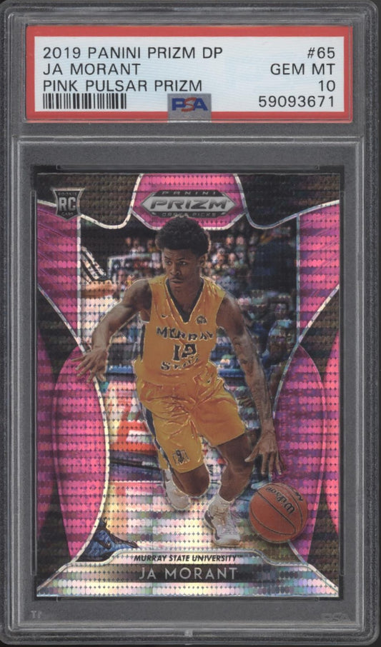 Ja Morant 2019 Panini Prizm Draft Picks Pink Pulsar Prizm #65 PSA 10