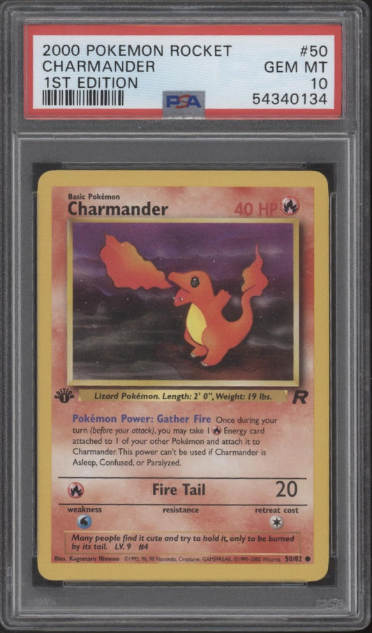 Charmander Pokemon Team Rocket 1st Edition #50 PSA 10