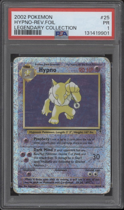 Hypno Pokemon Legendary Collection Reverse Holo #25 PSA 1