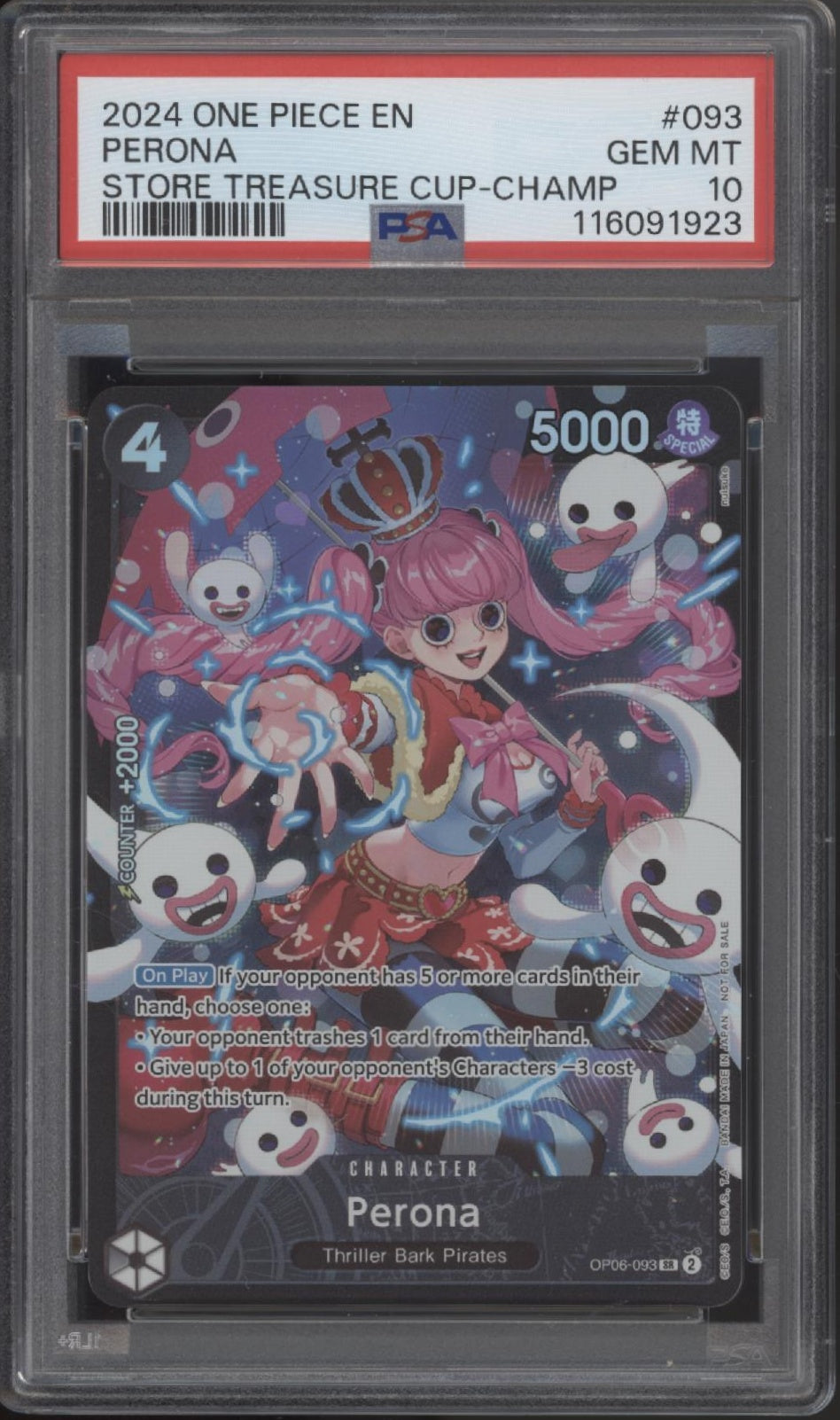 Perona One Piece Card Game Store Treasure Cup Championship #093 PSA 10