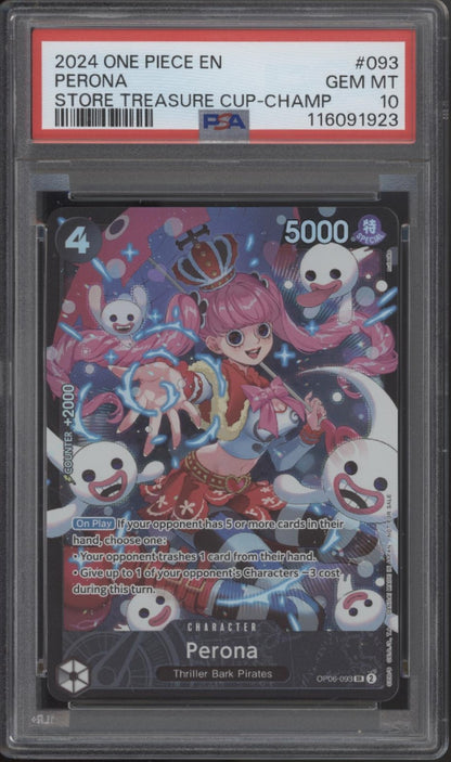 Perona One Piece Card Game Store Treasure Cup Championship #093 PSA 10