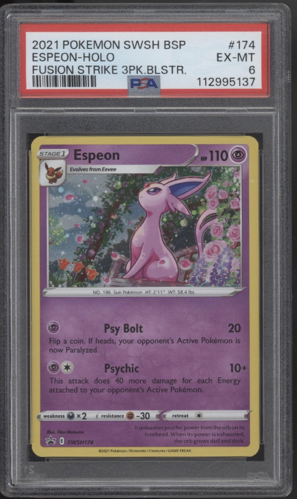 Espeon Pokemon Fusion Strike 3 Pack Blister Holo #174 PSA 6