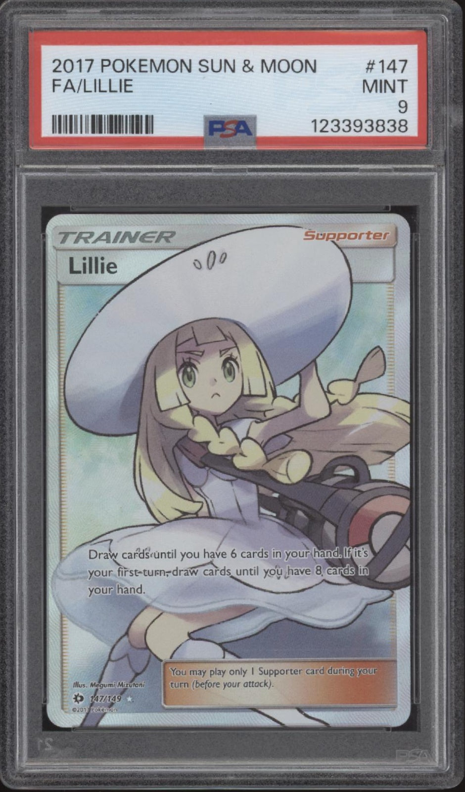 Lillie Pokemon Sun & Moon Full Art #147 PSA 9