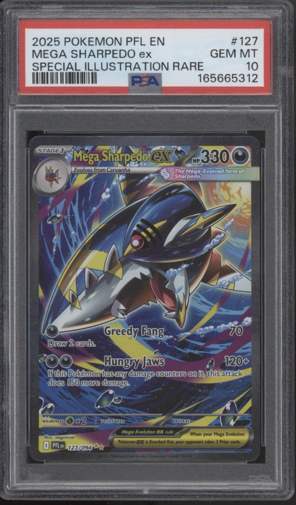 Mega Sharpedo ex Pokemon Phantasmal Flames Special Illustration Rare PSA 10 #2