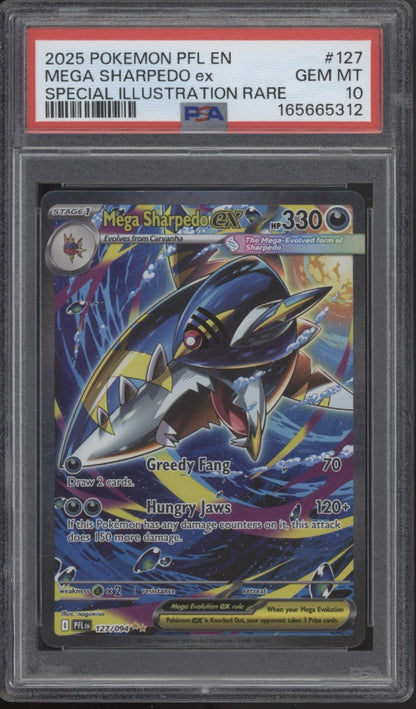 Mega Sharpedo ex Pokemon Phantasmal Flames Special Illustration Rare PSA 10 #2