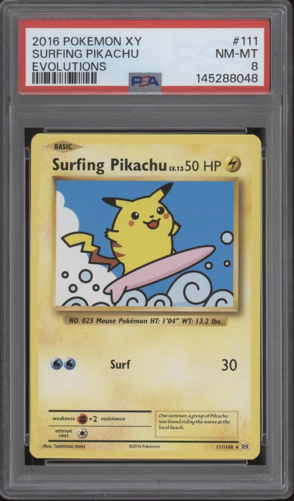 Surfing Pikachu Pokemon Evolutions #111 PSA 8