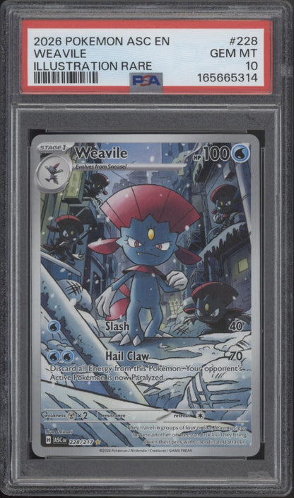 Weavile Pokemon Ascended Heroes Illustration Rare #228 PSA 10 #2