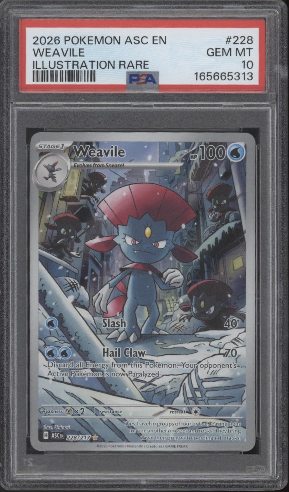 Weavile Pokemon Ascended Heroes Illustration Rare #228 PSA 10 #3