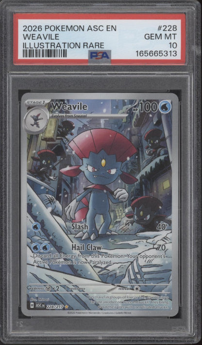 Weavile Pokemon Ascended Heroes Illustration Rare #228 PSA 10 #3