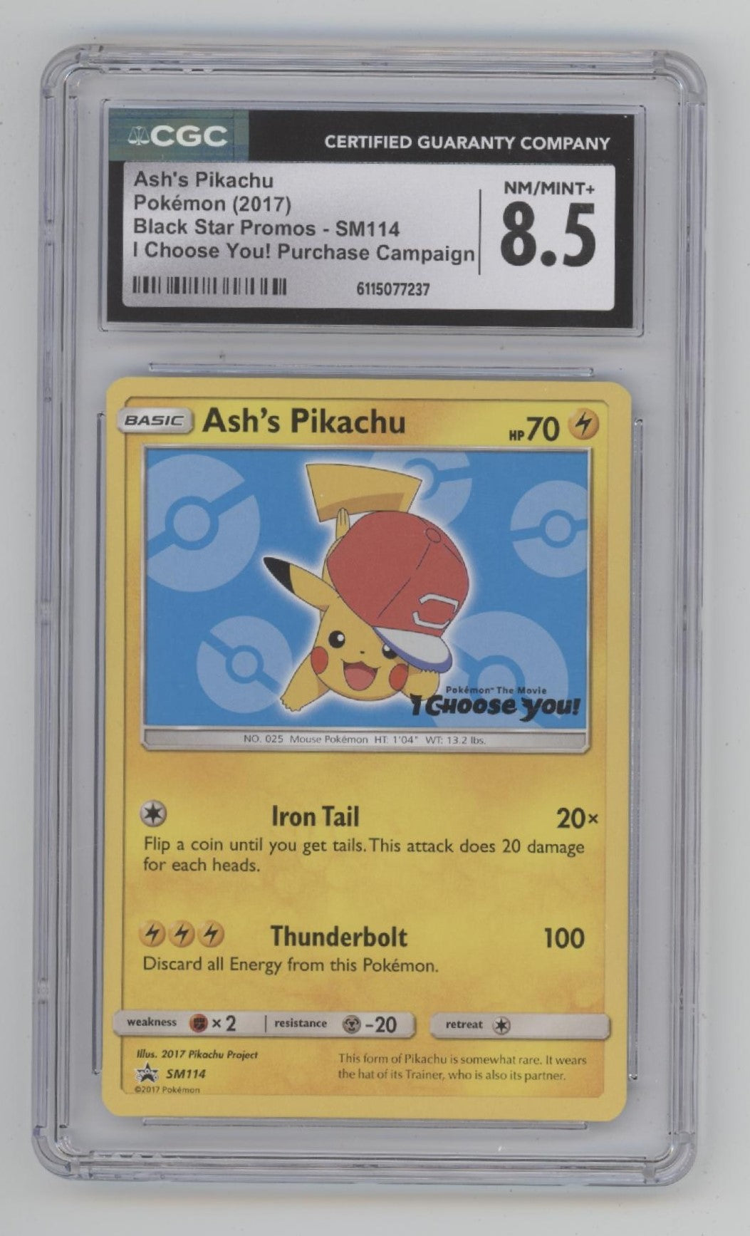 Ash's Pikachu Pokemon I Choose You! Purchase Campaign #SM114 CGC 8.5