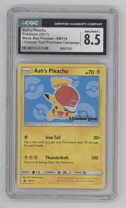 Ash's Pikachu Pokemon I Choose You! Purchase Campaign #SM114 CGC 8.5