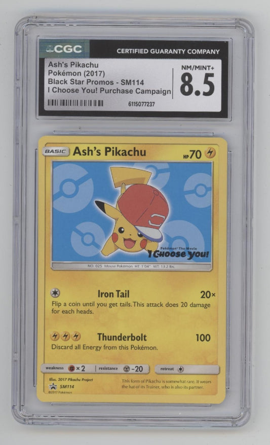 Ash's Pikachu Pokemon I Choose You! Purchase Campaign #SM114 CGC 8.5