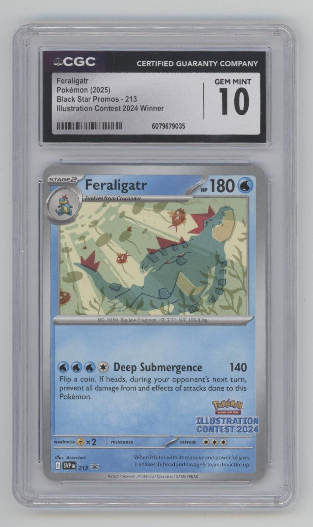 Feraligatr Pokemon Illustration Contest 2024 Winner Promo #213 CGC 10