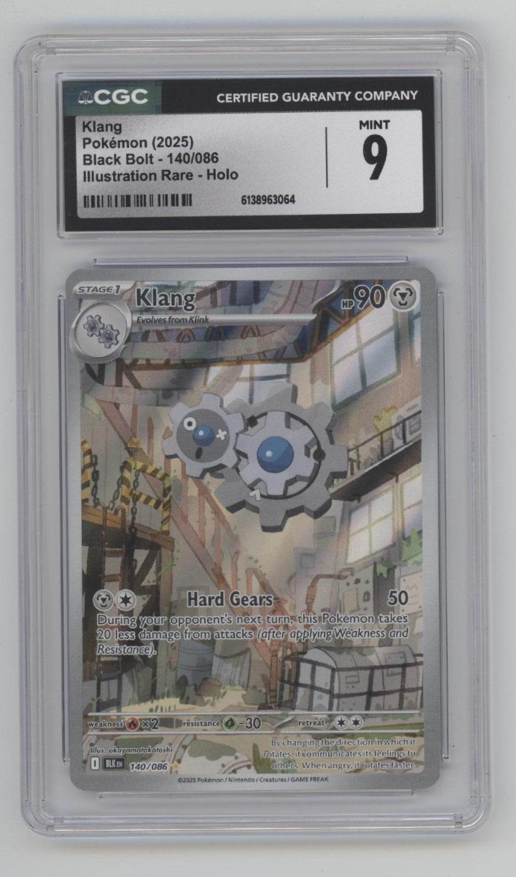 Klang Pokemon Black Bolt Illustration Rare Holo #140 CGC 9