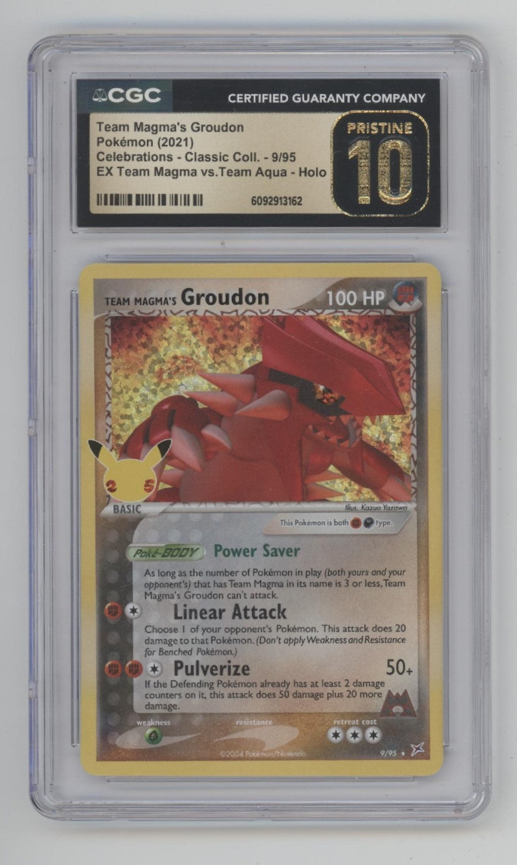 Team Magmas Groudon Pokemon Celebrations Classic Collection Holo CGC 10 Pristine