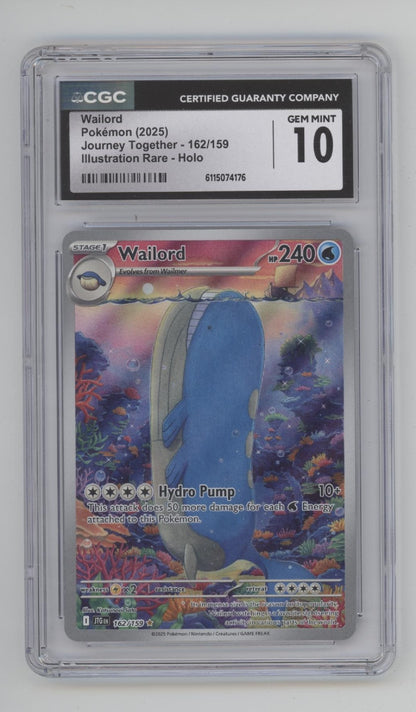 Wailord Pokemon Journey Together Illustration Rare Holo #162 CGC 10