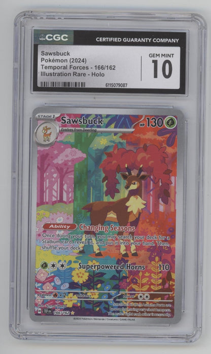Sawsbuck Pokemon Temporal Forces Illustration Rare Holo #166 CGC 10