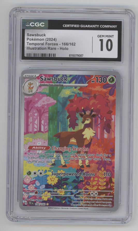 Sawsbuck Pokemon Temporal Forces Illustration Rare Holo #166 CGC 10