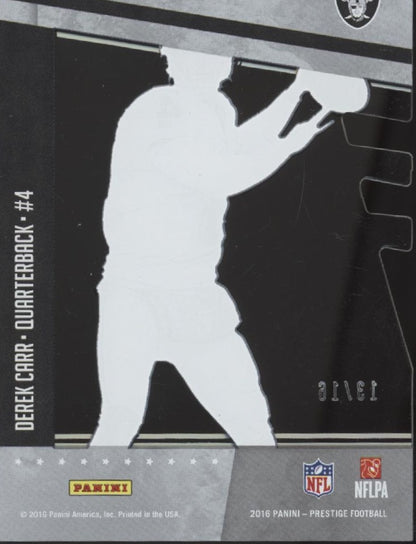 Derek Carr 2016 Panini Prestige Inside the Numbers Clear Die-Cut 13/16 #5