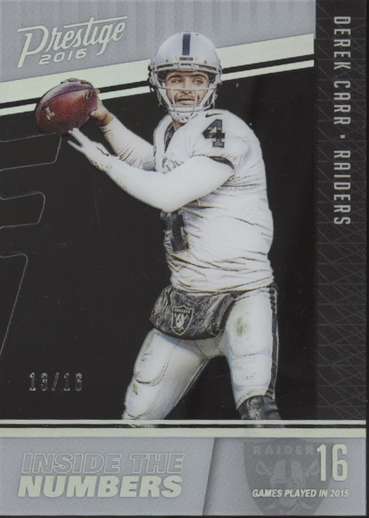 Derek Carr 2016 Panini Prestige Inside the Numbers Clear Die-Cut 13/16 #5