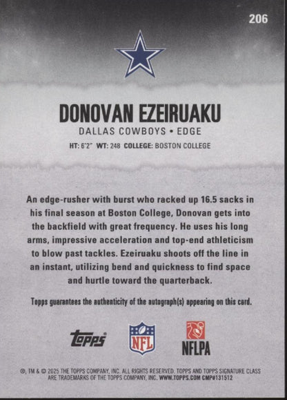 Donovan Ezeiruaku 2025 Topps Signature Class RC Auto 047/225 #206
