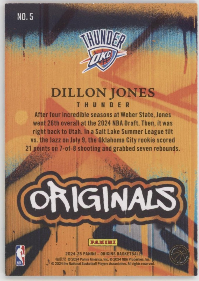 Dillon Jones 2024-25 Panini Origins Originals RC 08/10 #5