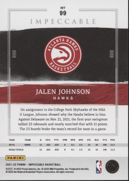 Jalen Johnson 2021-22 Panini Impeccable Red RC #99