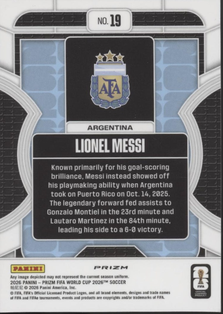 Lionel Messi 2026 Panini Prizm FIFA World Cup 2026 Phenomenon Wave Prizm #19