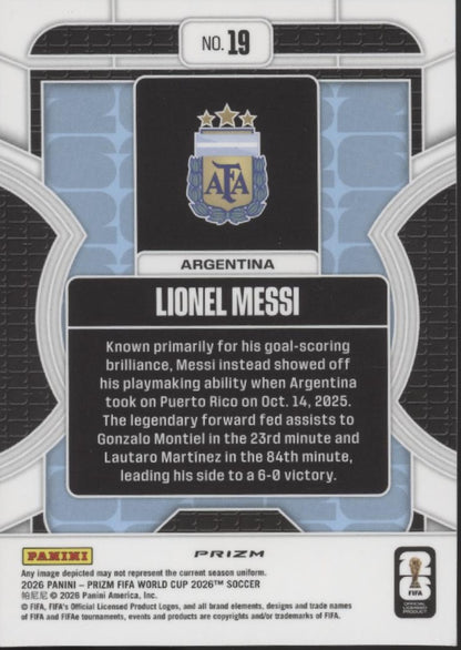 Lionel Messi 2026 Panini Prizm FIFA World Cup 2026 Phenomenon Wave Prizm #19
